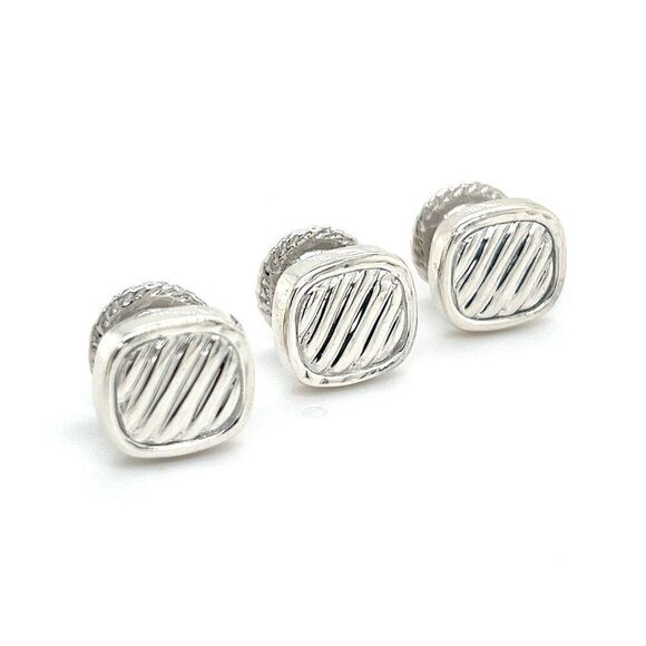 David Yurman Estate PC Tuxedo Button Set Sterling Silver DY413 - Picture 1 of 11